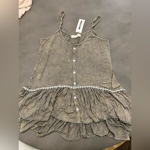 NWT Impressions Women's Army Green Drop Waist Button Tank, Size L